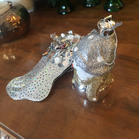 Silver Stocking and Snowman Ornaments - Picture 2 of 6